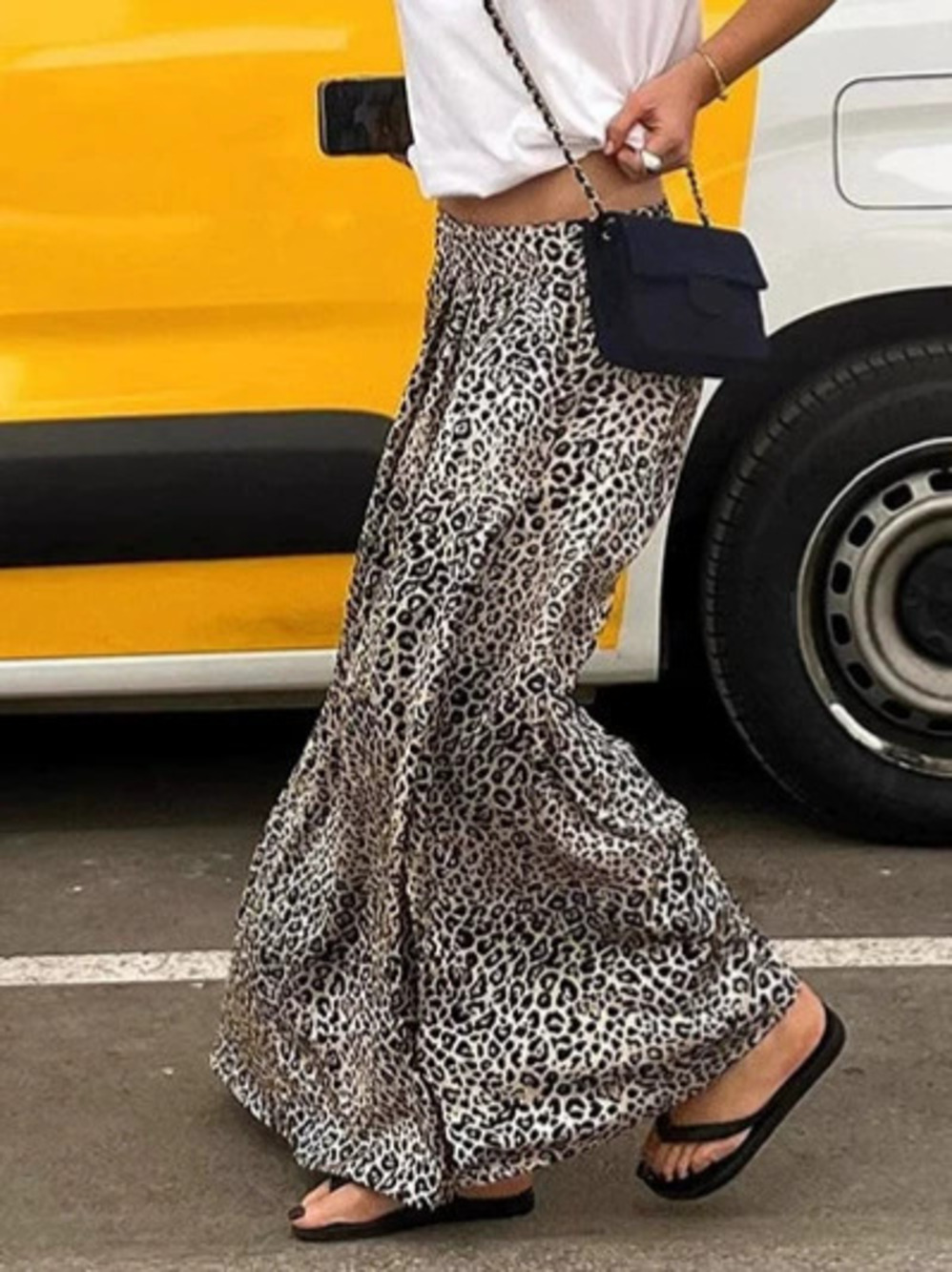 Forever 21 Vintage Leopard Print High Waist Floor Length Skirt Summer